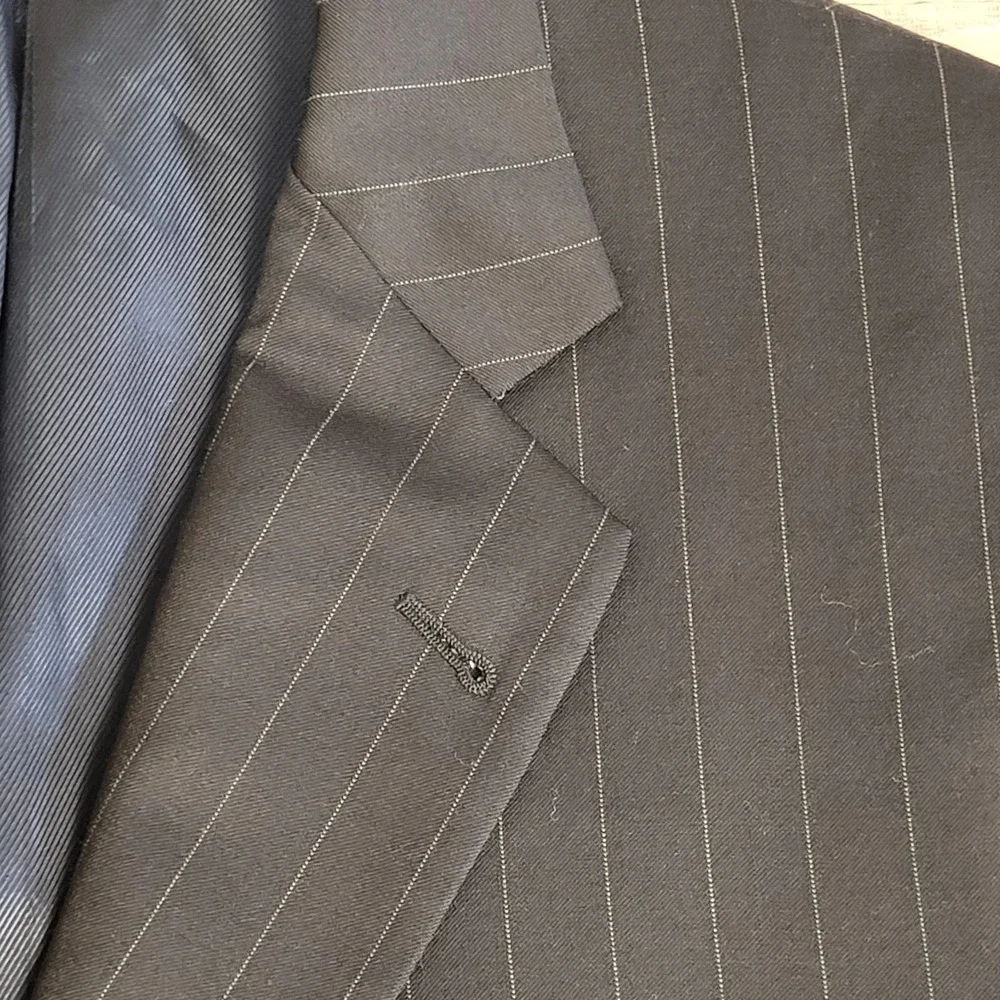 🧥Burberry London Blazer Mens 41 S Navy Pinstripe 100% Wool Suit Jacket USA